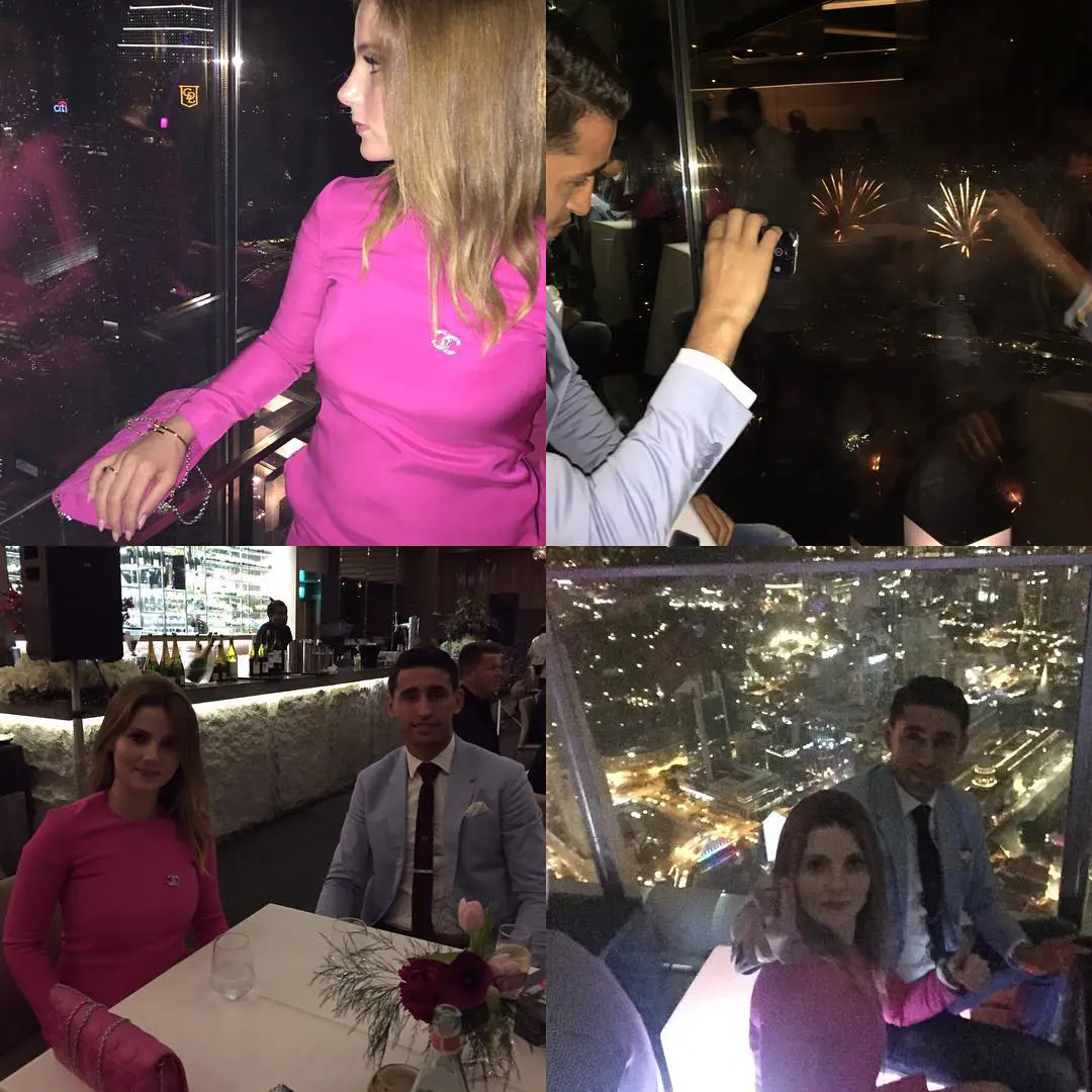 Karim and his wife Eya on a lavish dinner date in the occasion of New Year in 2016