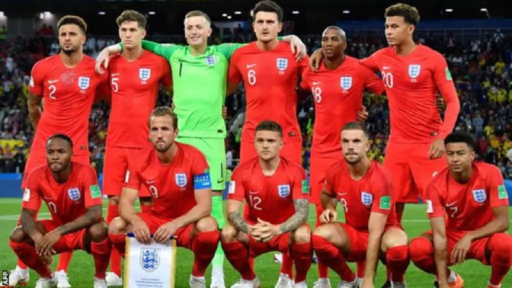 The England team is seen before England's match against Tunisia in group G of the 2018 FIFA World Cup in Russia.