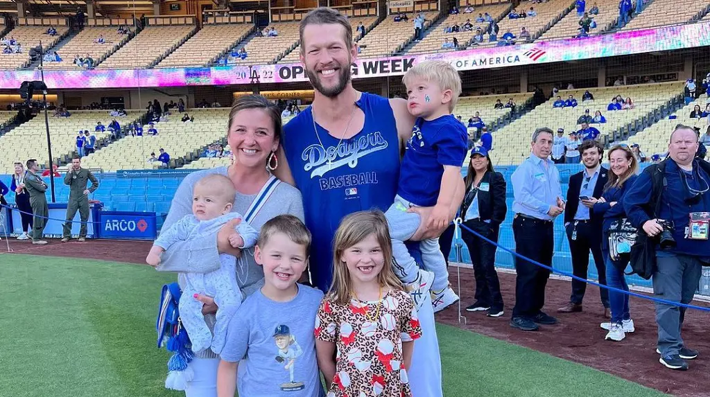 Clayton Kershaw's wife and his four children joined him at Dodger Stadium.