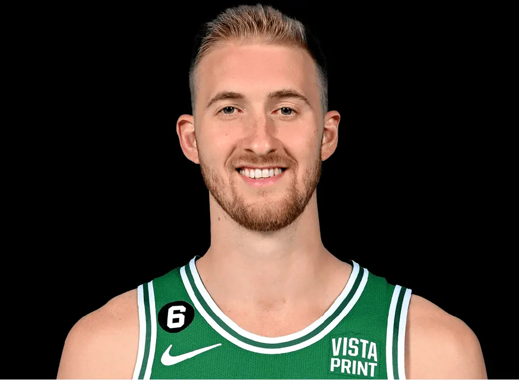 Sam Hauser plays for the Boston Celtics in the NBA