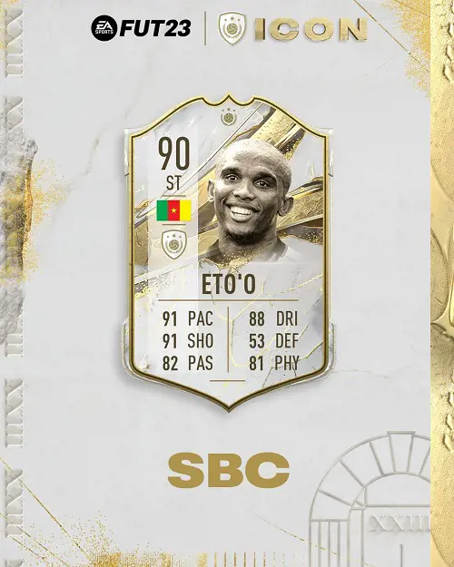 Cameroon legend Samuel Eto'o has been released as a FIFA ICON in FIFA 23
