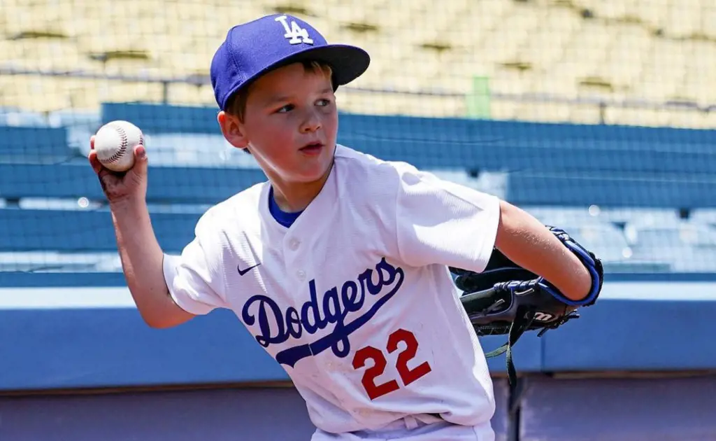 Charley Clayton Kershaw is six years old. At a young age he has followed in his father's footstep.