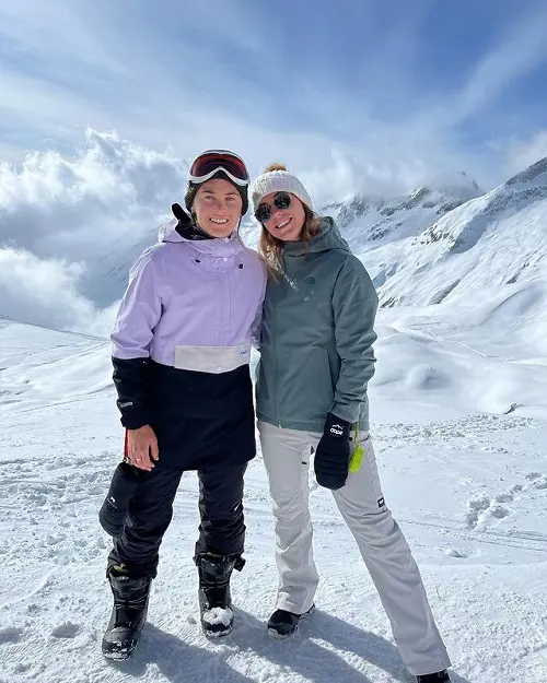 Caitlin spent her vacation skiing and enjoying the snowy view of Switzerland with her bestie Lia
