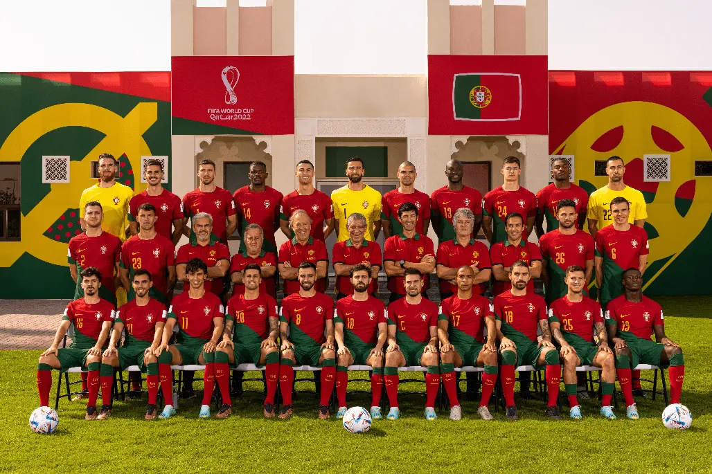 Portugal's squad for the World Cup during a photo shoot, captain Ronaldo will be looking to lead a talented group of players including several young stars 