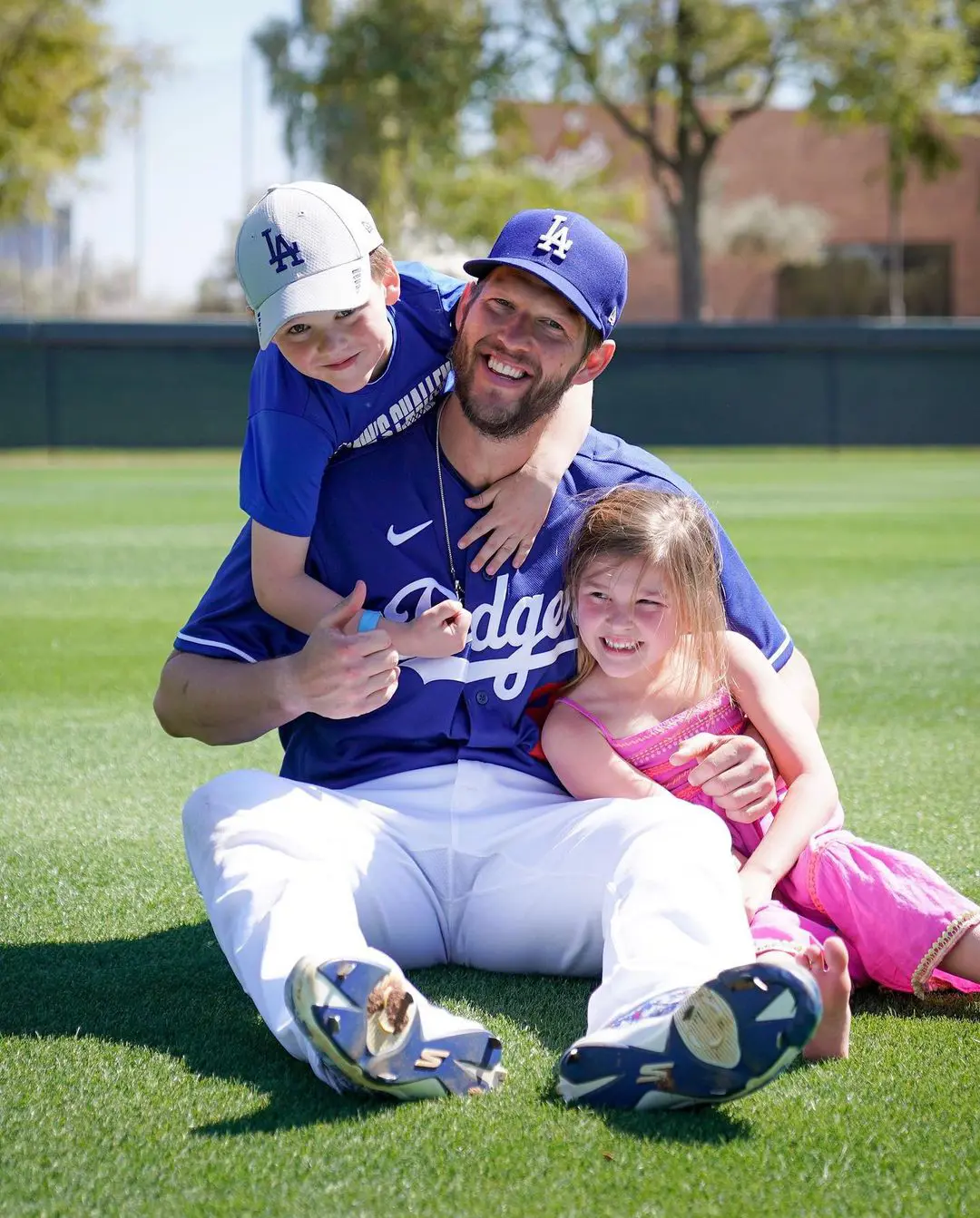 Clayton Kershaw pictured with his kids, has been a one-team player throughout his career 