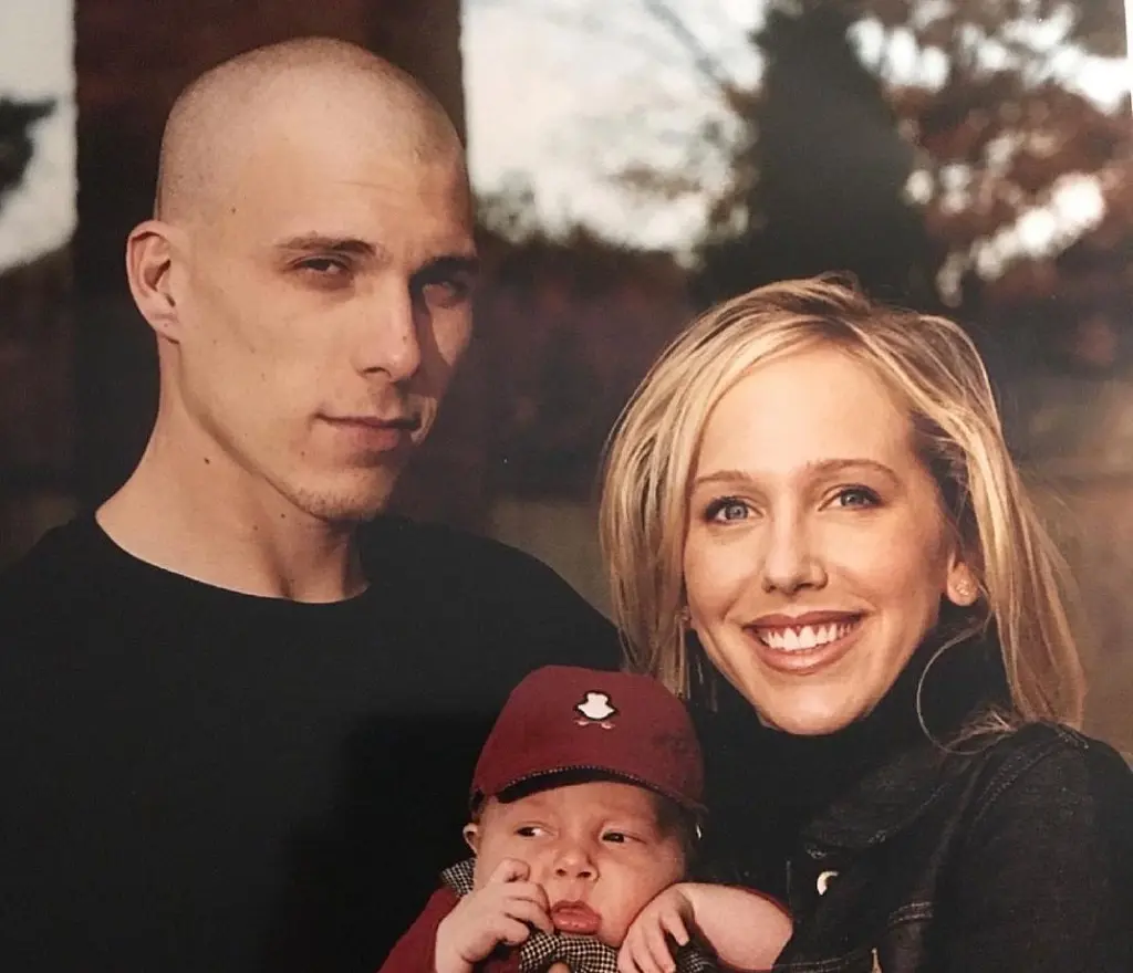 Jason and Denika in the early 2000s with their oldest kid.