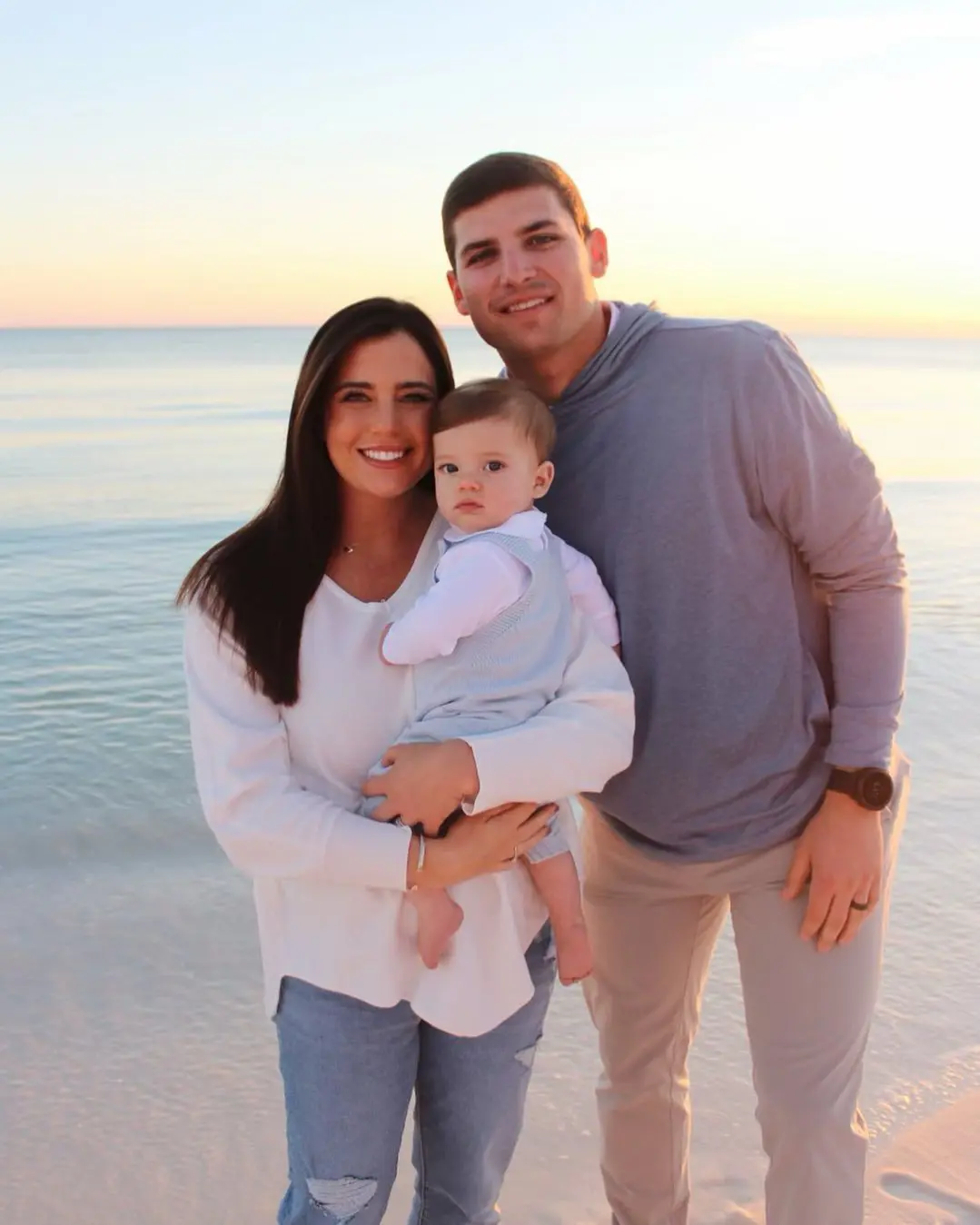 Austin Riley with his wife Anna Riley and their son 