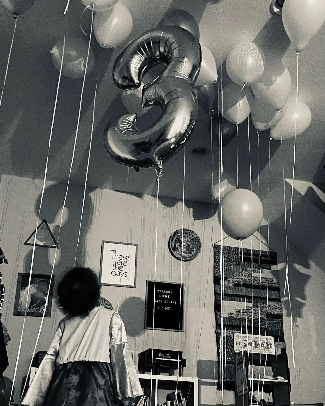 Justin and his wife Shekinah surprised their child by filling the room with balloons on her third birthday.