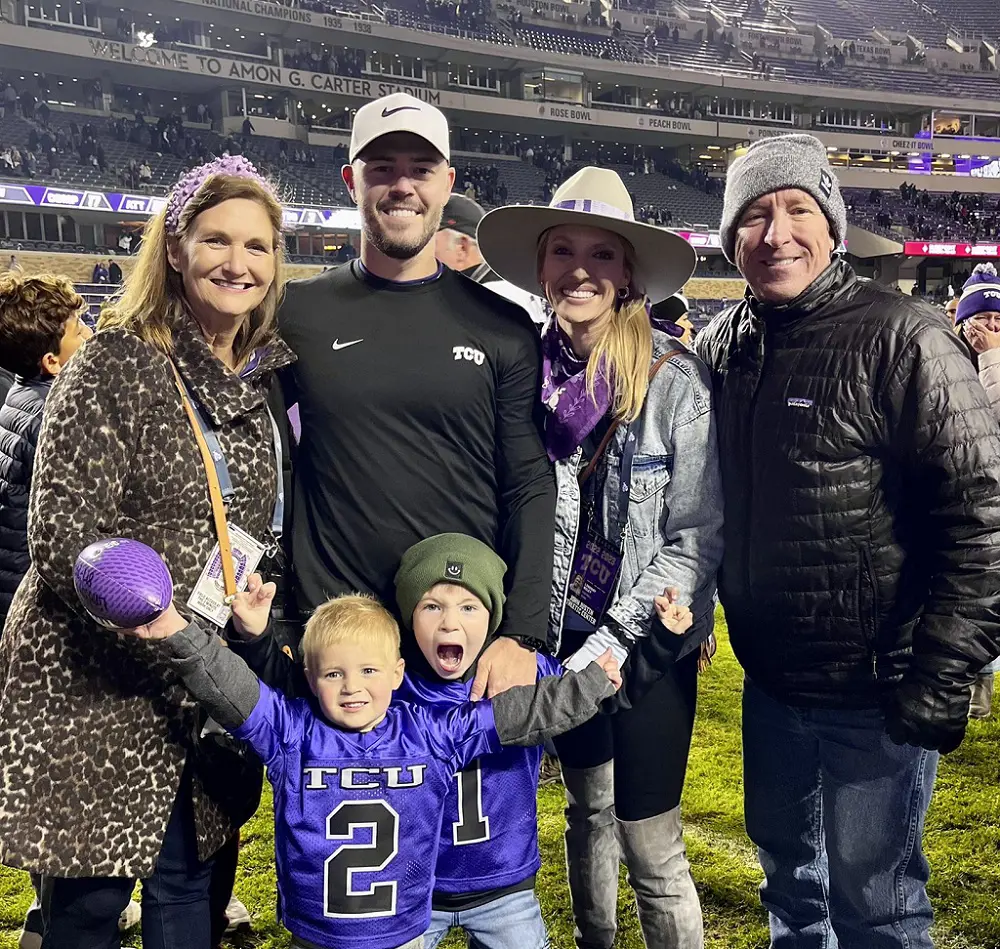 Garrett and his family enjoy a 1-0 win.