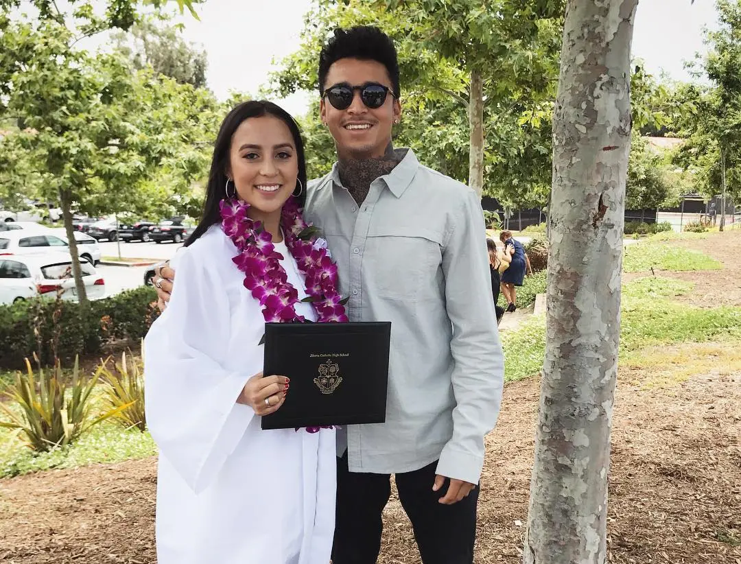 Isha Huston with her brother when she graduated from JSerra Catholic High School.