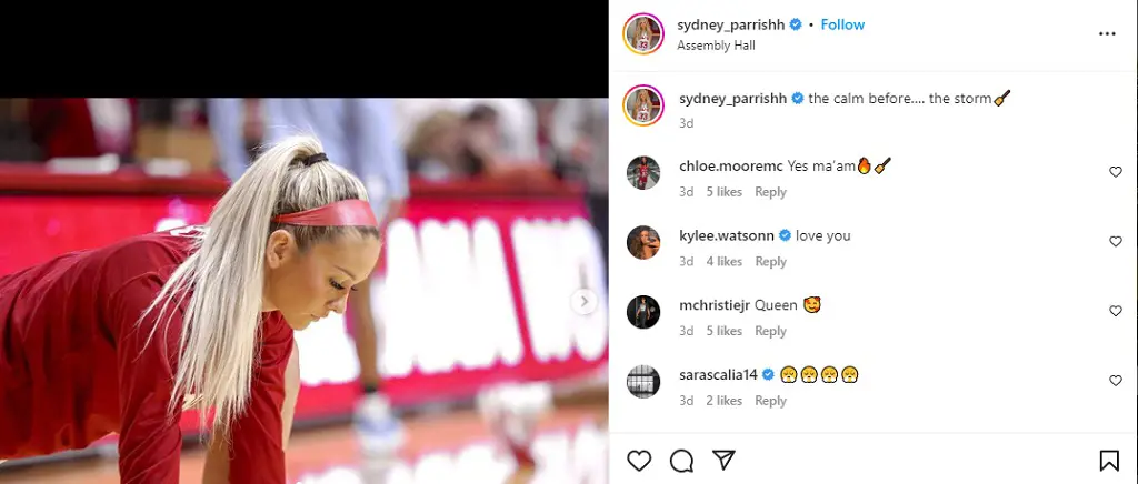 Christie commented on Sydney Parrish Instagram post on December 3, 2022.
