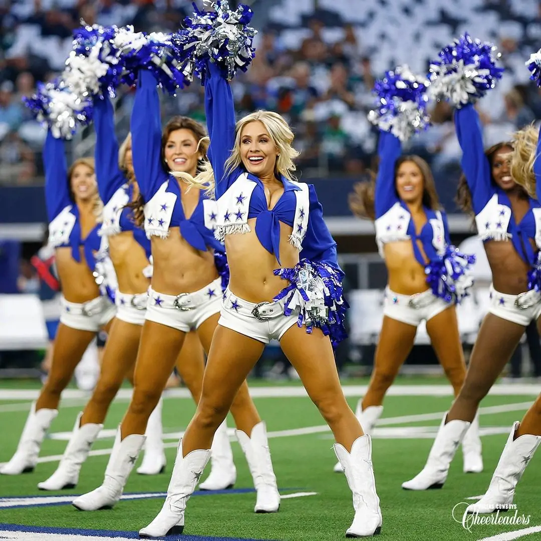 Cowboys cheerleaders cheering at SF VS DAL's wildcard game day in January 2022