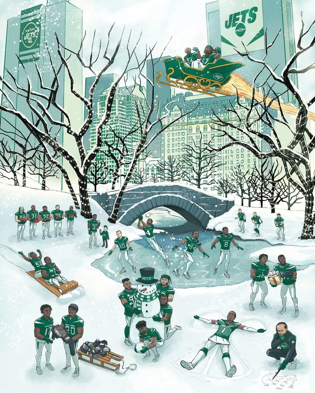 New York Jets team wish their fans on Christmas 