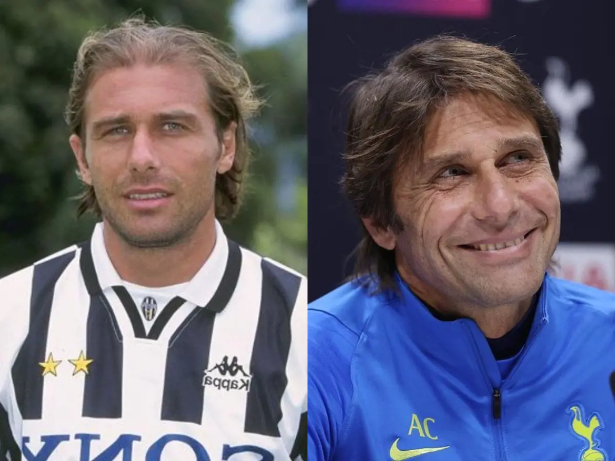 Antonio Conte look before, left, and after, right