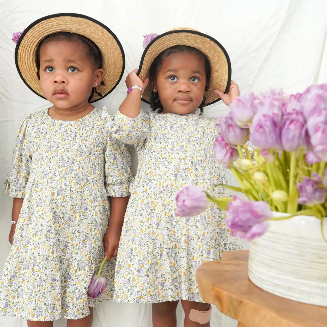 Skye and Jordyn twinning together with a matching dress in the occasion of Easter on April 5, 2021. 