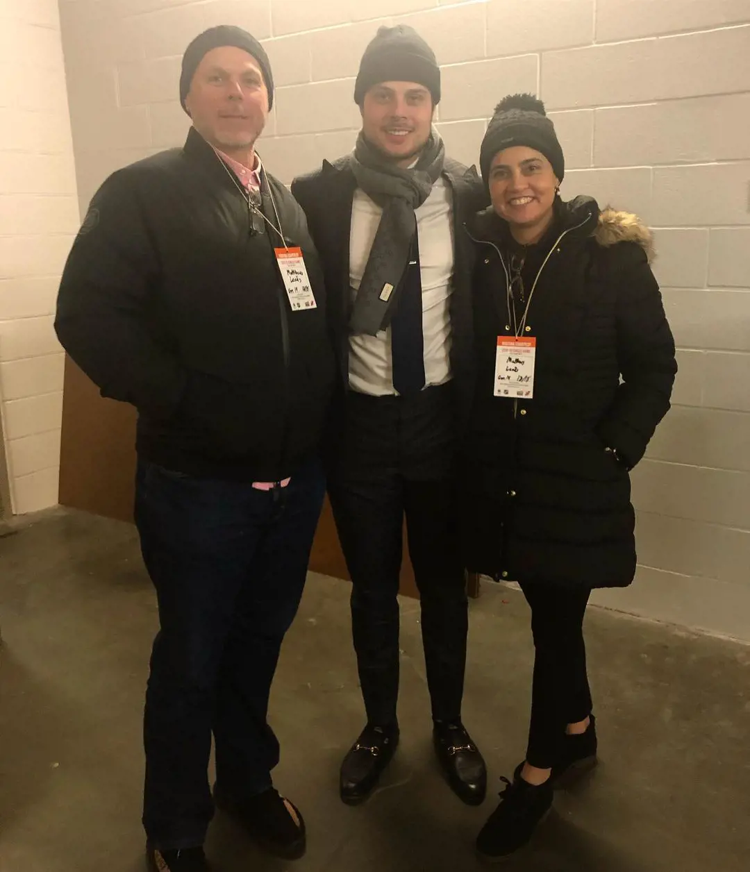 Auston accompanied by his mum Ema and dad Brian before the game in May 2019