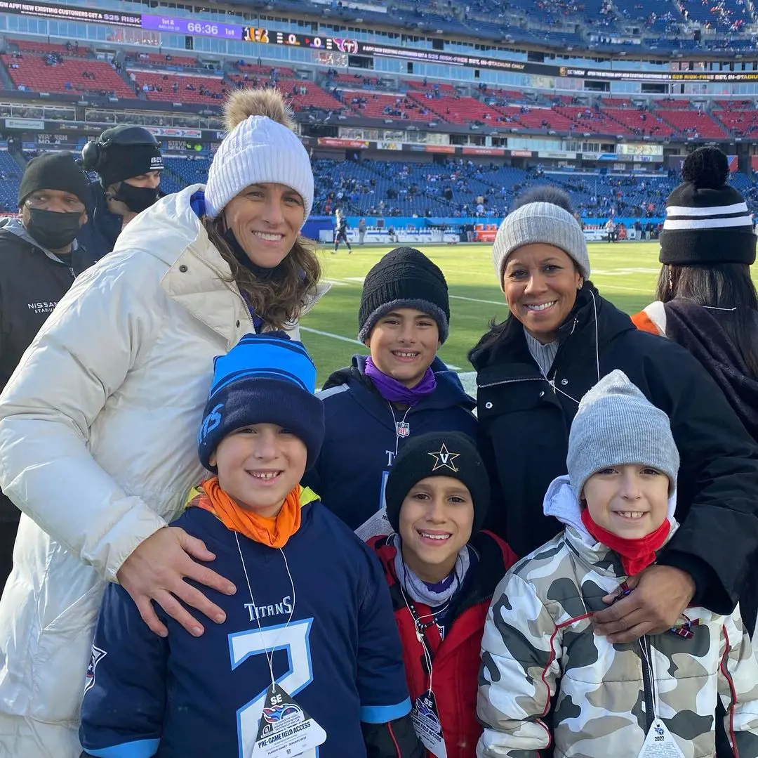 White and Lisa with the littles ones watching Tennessee Titans play in 2022.