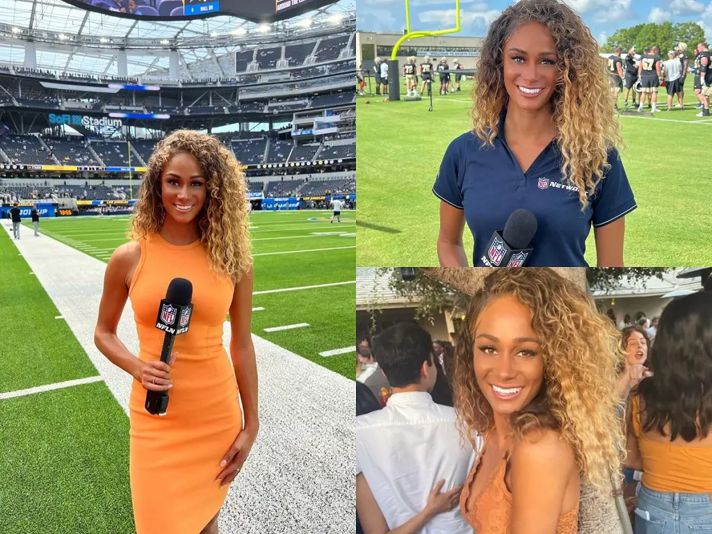 Kayla covering The Saints game in New Orleans, Louisiana on July 31, 2022
