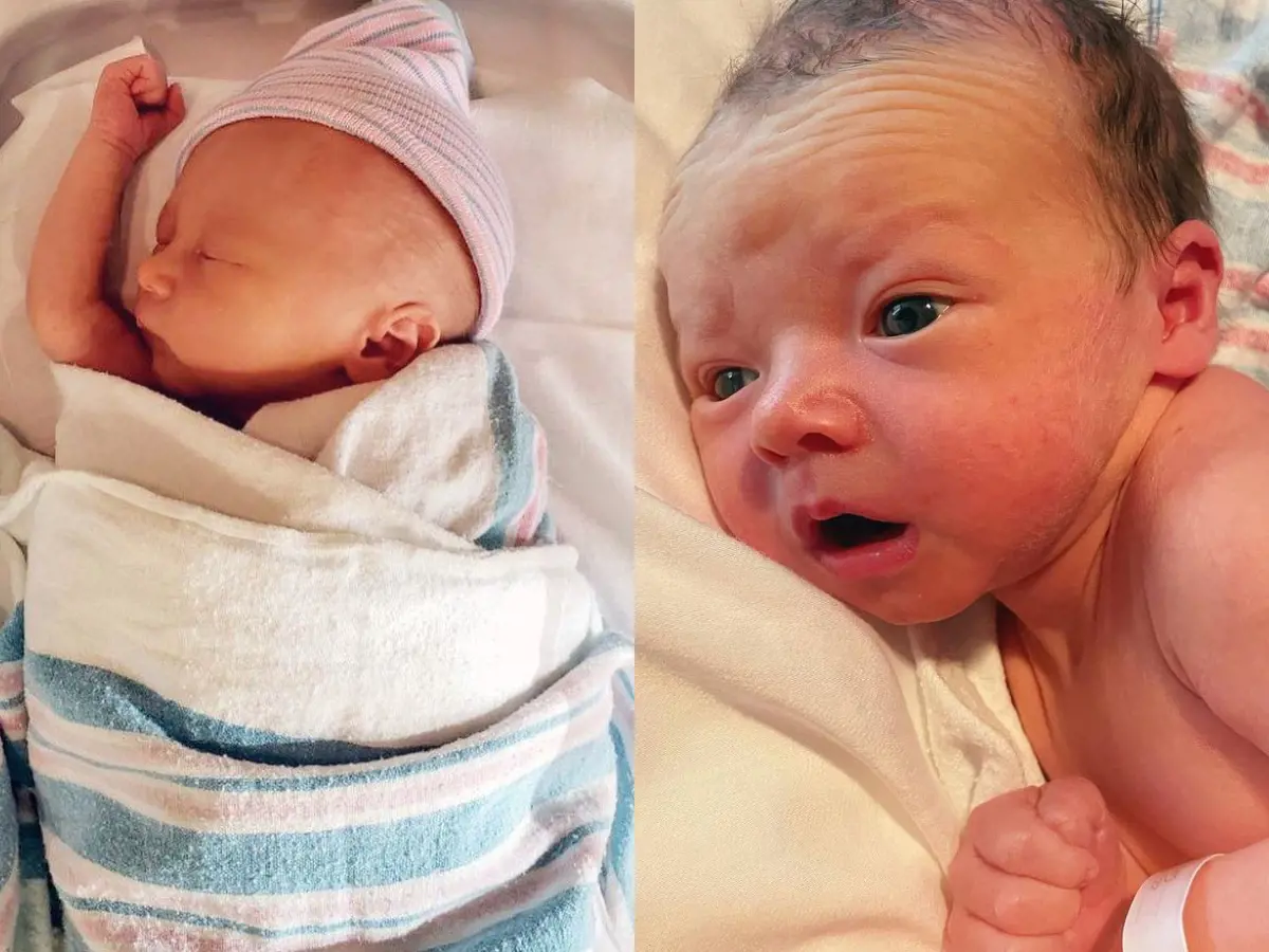 Adam's first born Stone Grayson born in September 2019 in the left picture. Story Duke, his second son born in August 2022 in the right image.