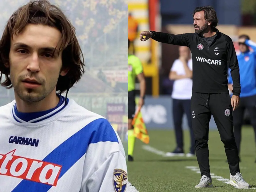 Andrea Pirlo making his professional Brescia in 1995 and him as a head coach of Fatih Karagümrük in 2022