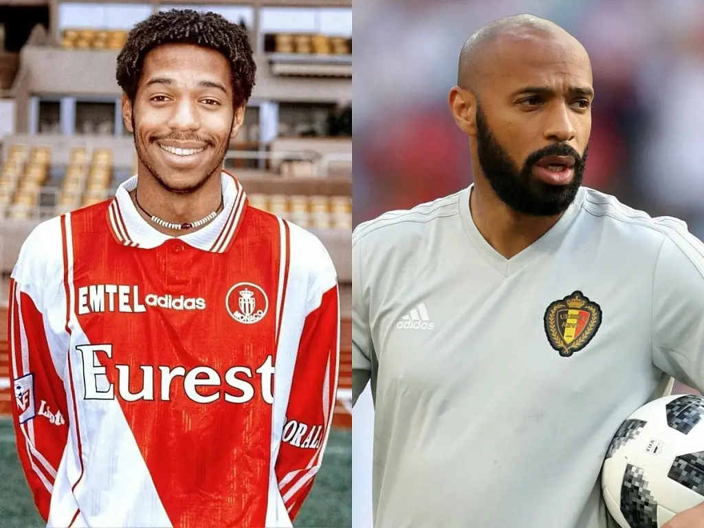 Thierry Henry on his Monaco debut in 1994 and him as an assistant coach of Belgium in 2022