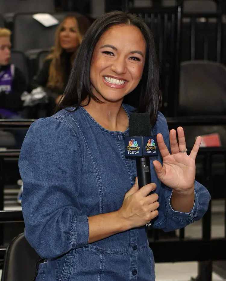 Abby on the reporting duties before the Boston vs Pacers match.