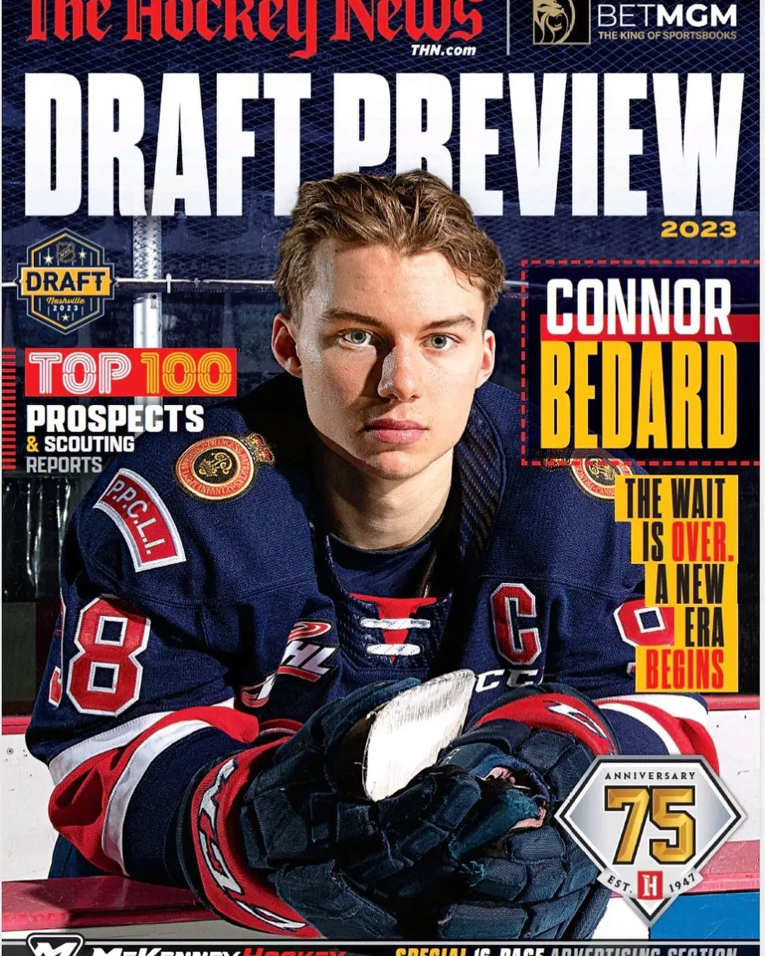 Bedard featured in the Draft Preview issue of The Hockey News on June 2023.