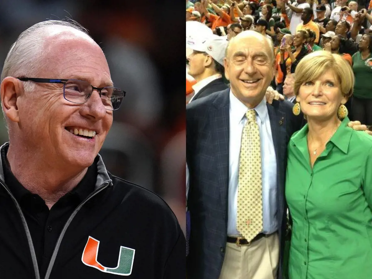 Miami Hurricanes coach Jim and Liz take a snapshot after the game 