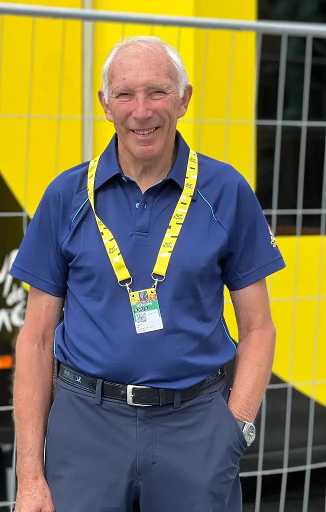 Phil Liggett at the site to cover Tour de France for NBC Sports.