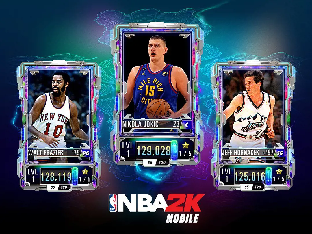 NBA MVPs like Jokic and other all stars featured in the NBA card for the 2k mobile