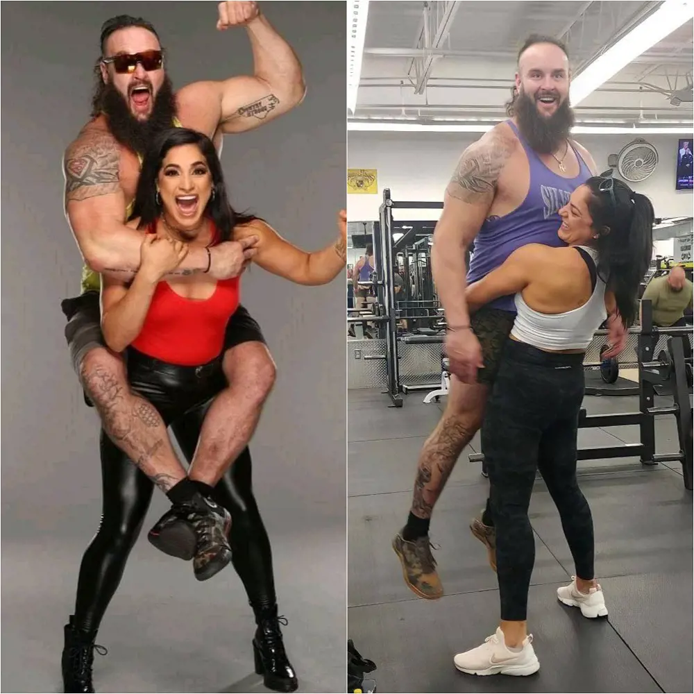 Raquel and Strowman having some fun during the gym session.