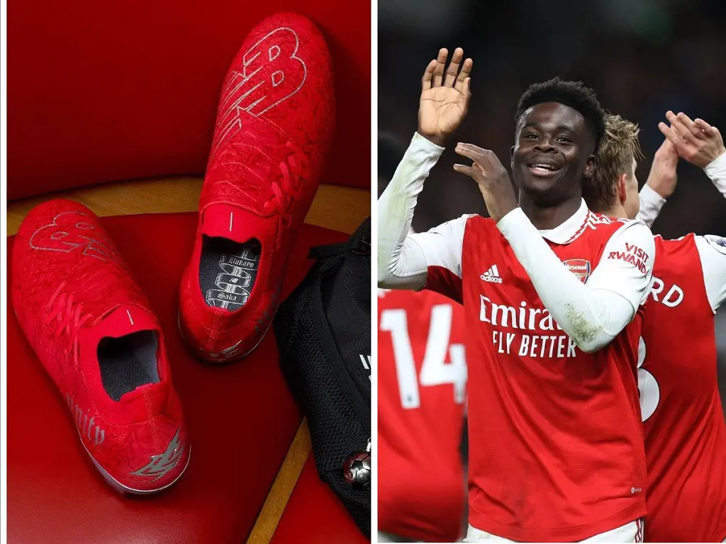 Bukayo receives his own signature shoes from New Balance.