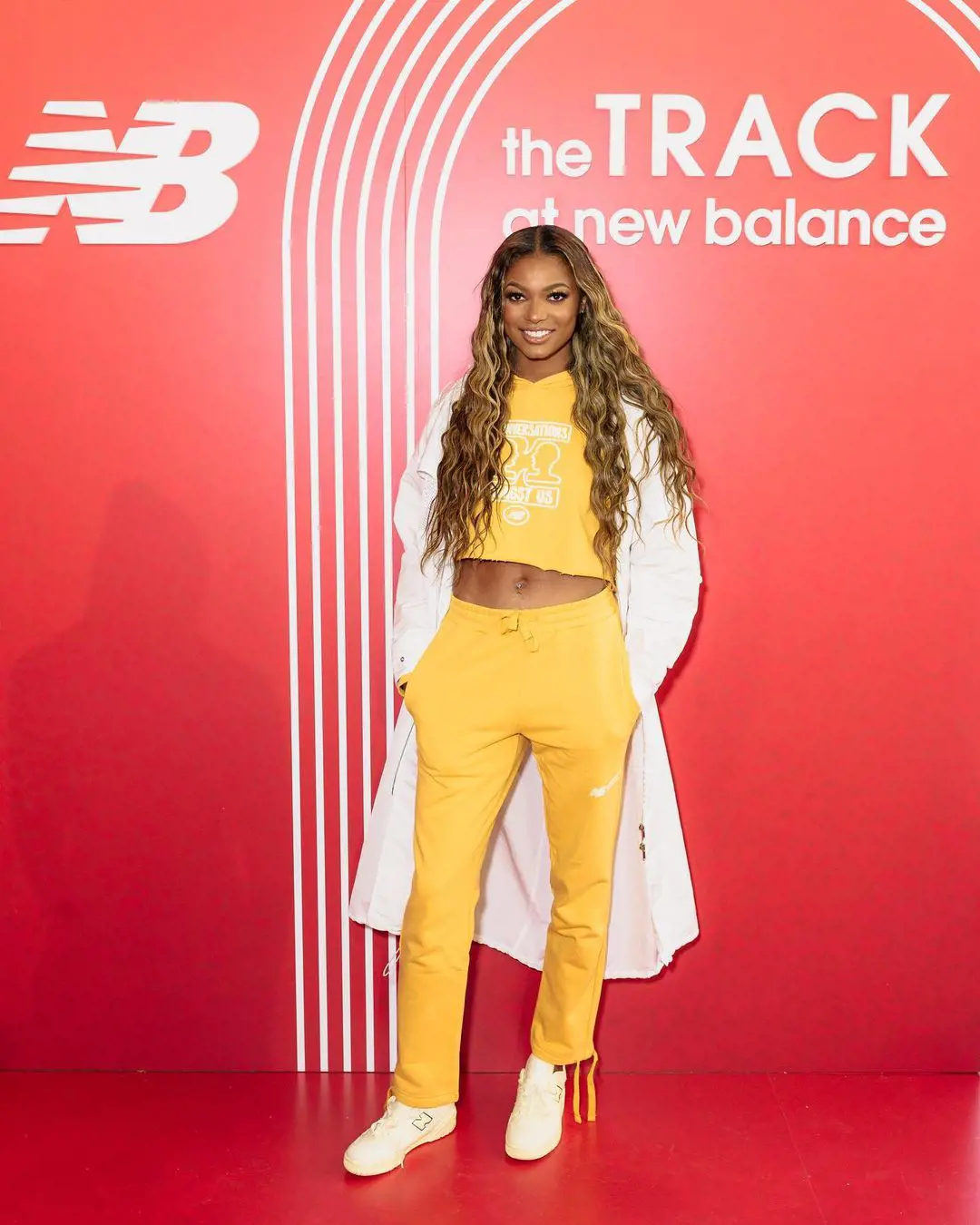 Gabrielle celebrated the launch of the the track at new balance at Boston, Massachusetts on April 15, 2022.