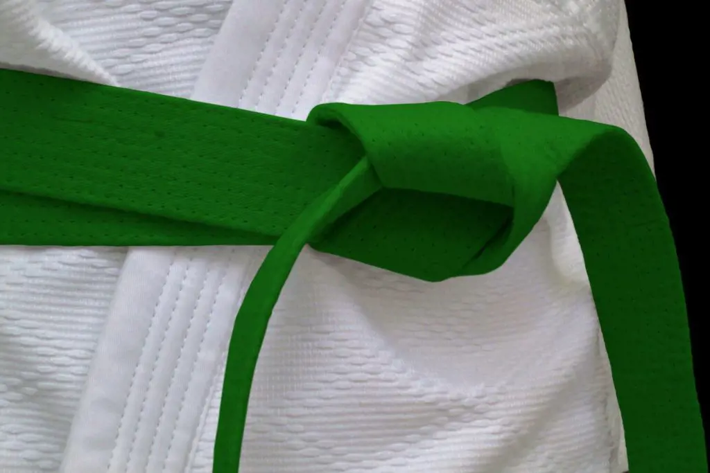 Green belt in karate is a sign of growth after much dedication to the art.