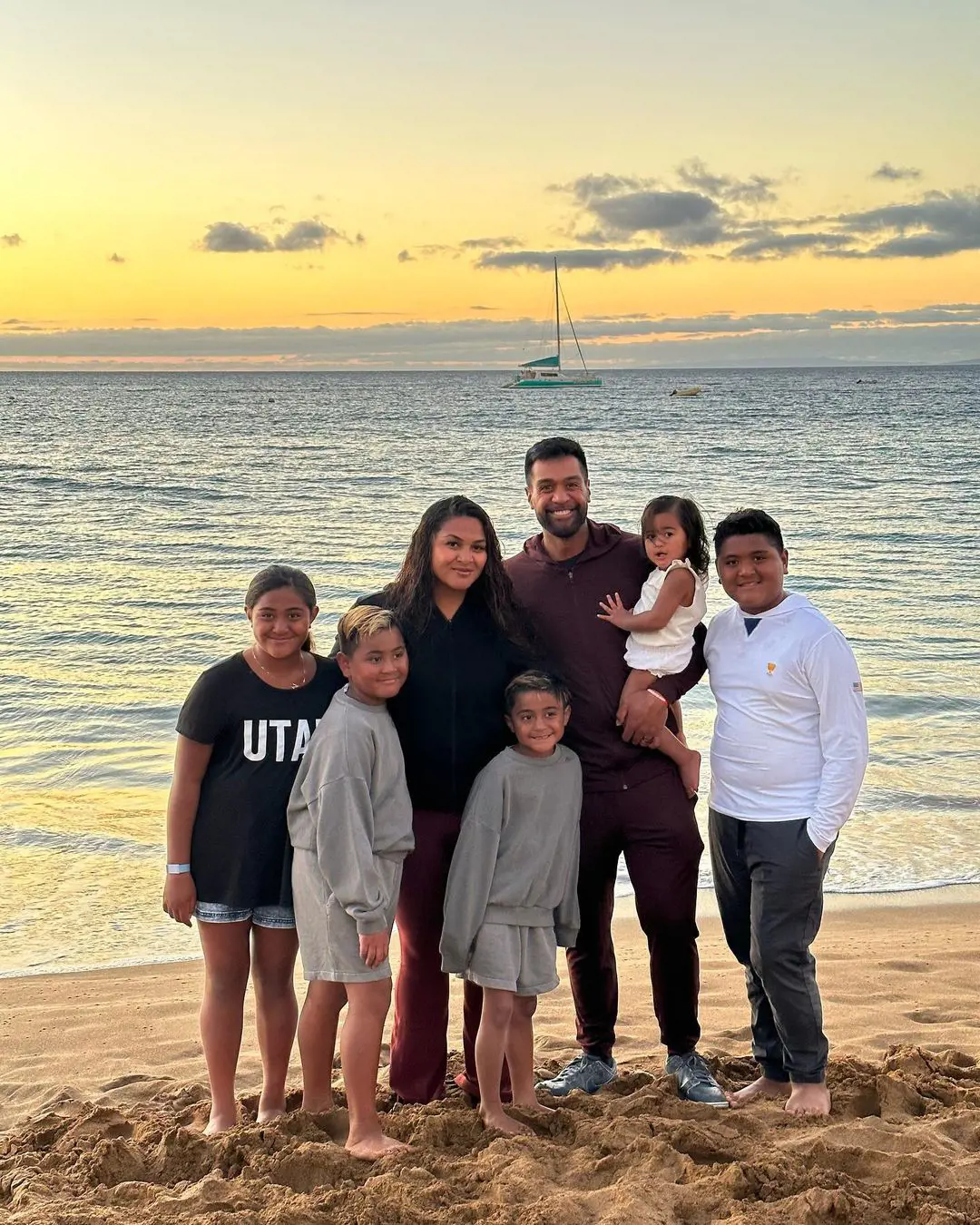 Tony spending vacation at Maui with  Leilene Aiaga, Sienna-Vee,  Jraice, Tony Jr and Sage Finau on January  10, 2023. 