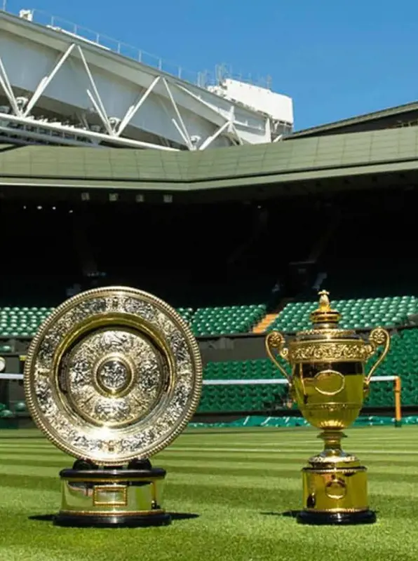 Wimbledon trophies as seen at the center court.