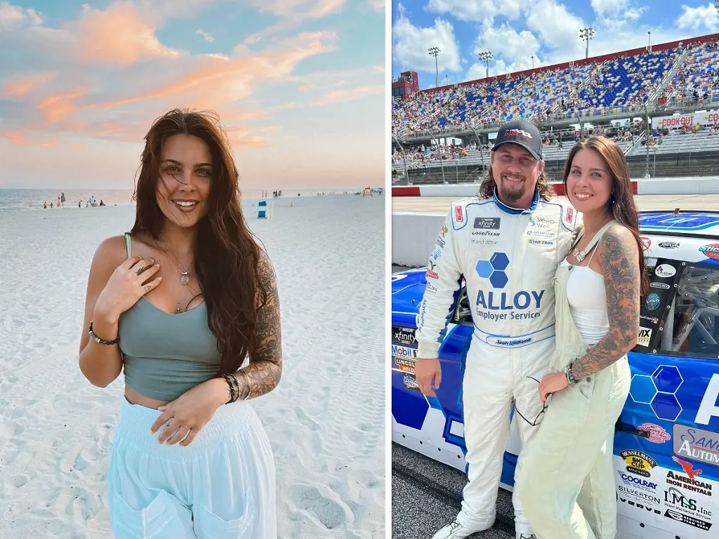 Trazia and Josh (right photo) at an Xfinity Series race in 2022. 