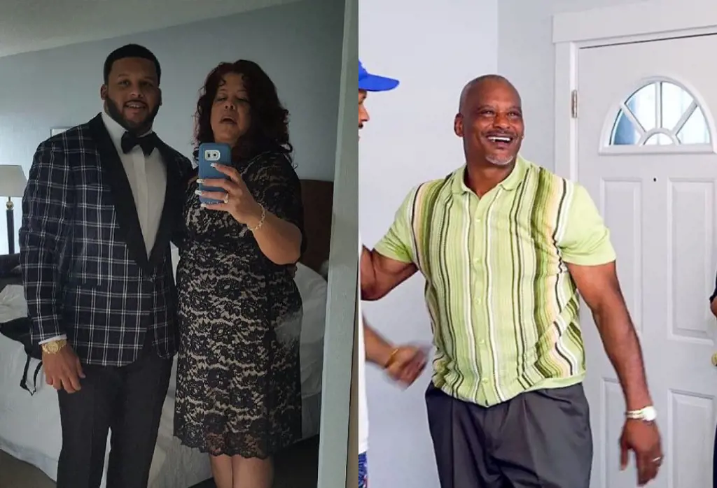 NFL star Aaron taking a mirror selfie with Anita in the left picture. In the right is the photo of Archie