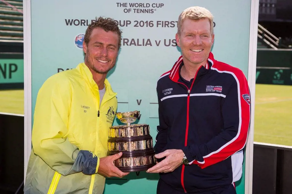 Jim and captain Lleyton Hewitt at the 2016 worl cup tennis.