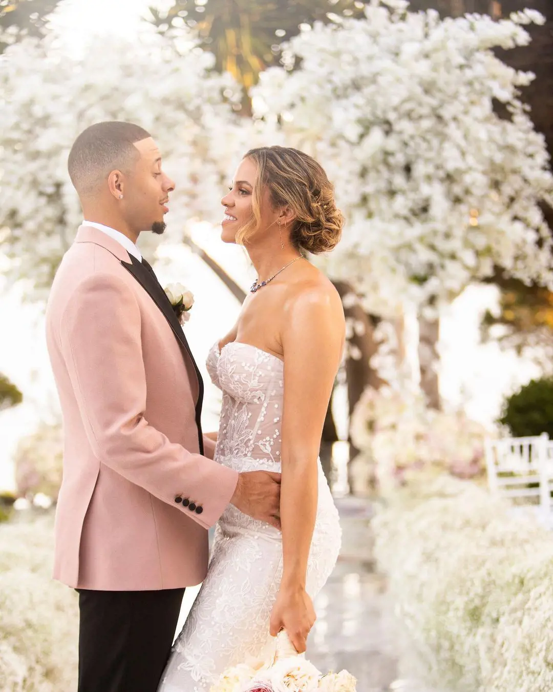 Seth Curry Doc Rivers daughter Callie during their wedding day in 2019 