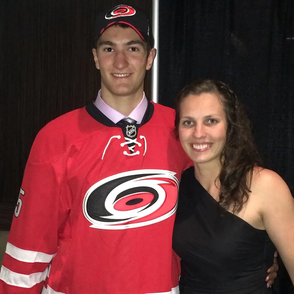 Roy with his sister, Melina when he was selected by the Carolina Hurricanes in the 4th round in 2015