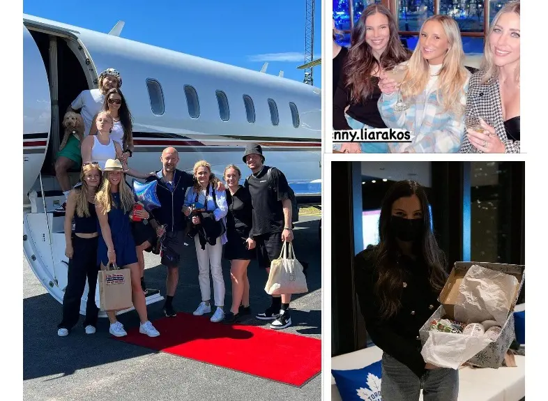 Penny's photo collage from her vacation with Nylander's family and her birthday celebration with NHL spouses 