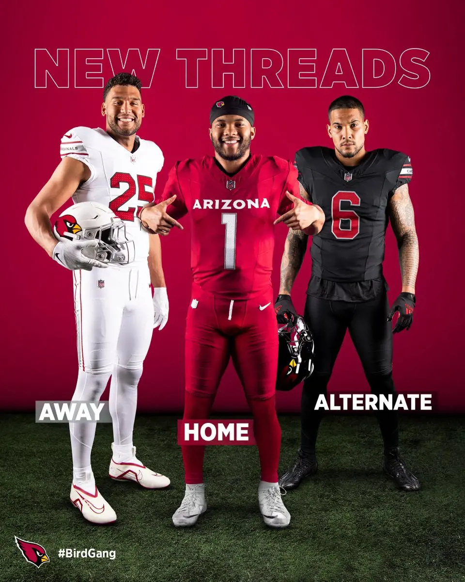 The Cardinals in their home, away, and alternate uniforms