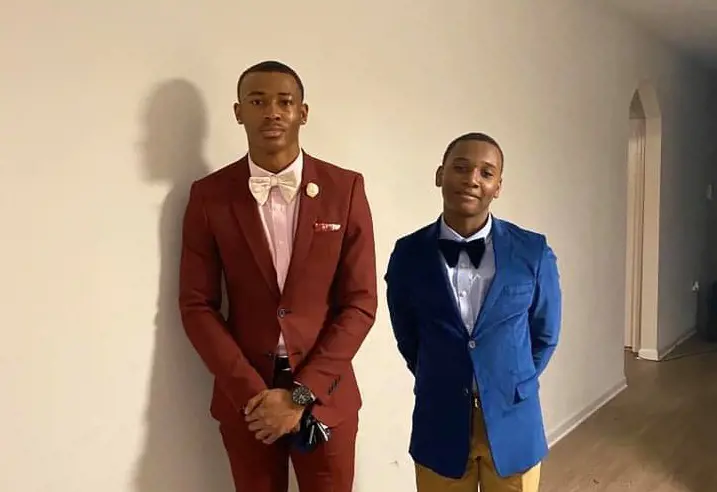 DeVonte and his younger brother Christian during new year's party in January 2020
