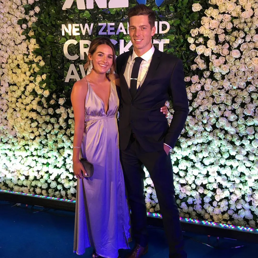 Santer with his partner, Caitlin at ANZ Cricket Award in March 2017