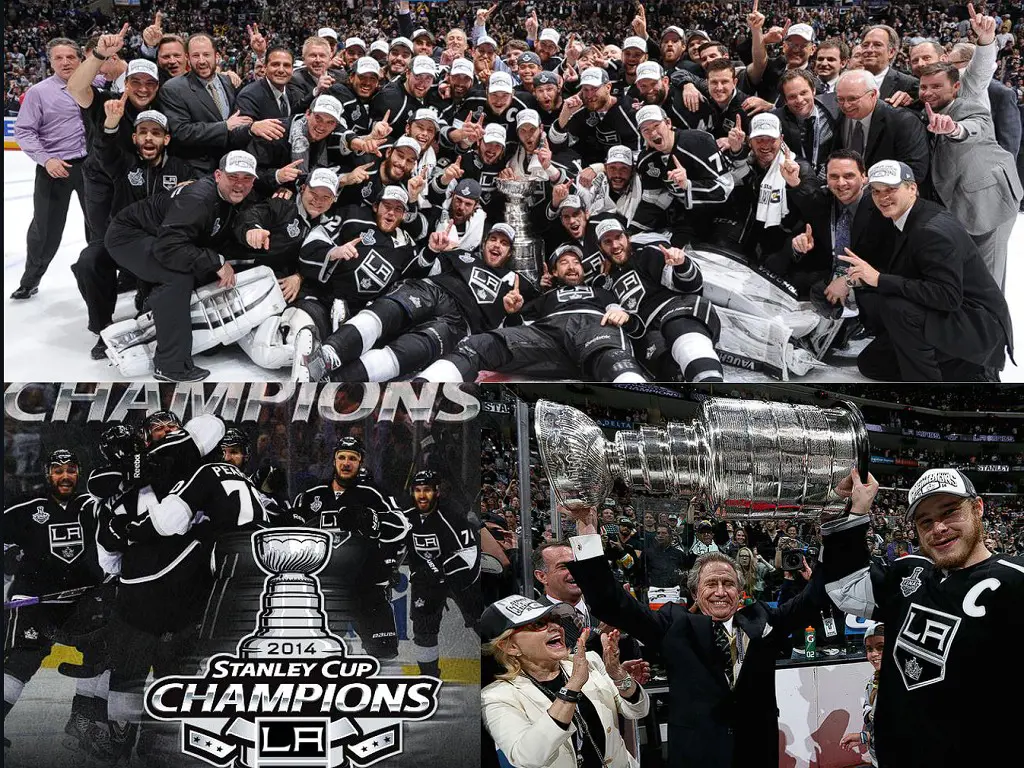 The LA Kings with the Stanley Cup trophy in 2014