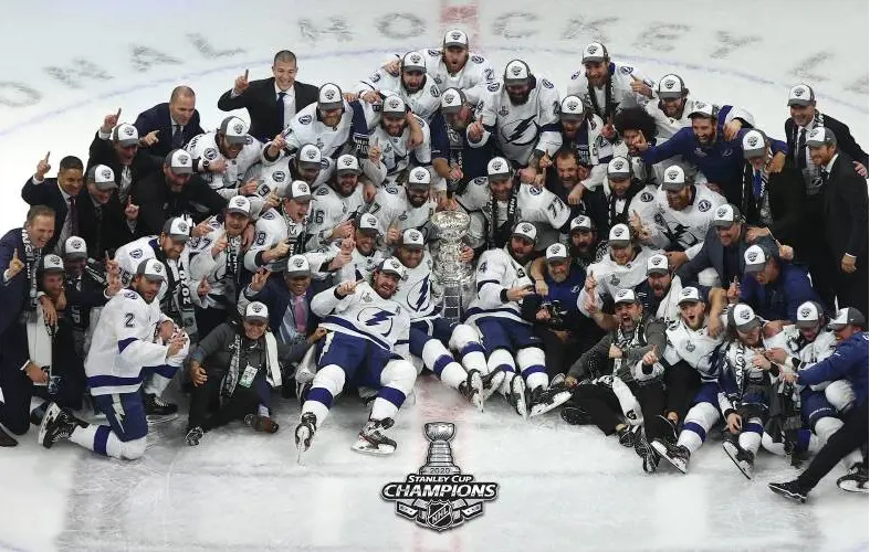 The Tampa Bay Lightning won 2020 Stanley Cup Trophy at Rogers Place in Edmonton