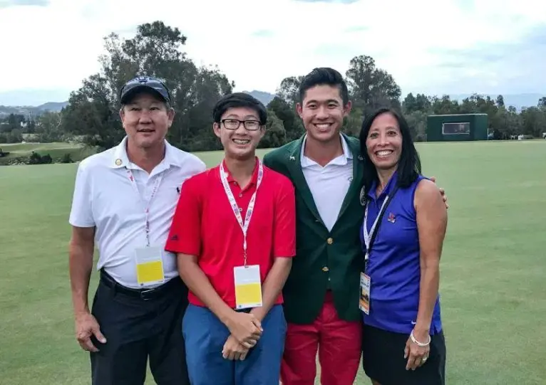 Professional golfer Collin with his mom, dad and brother in May 2018