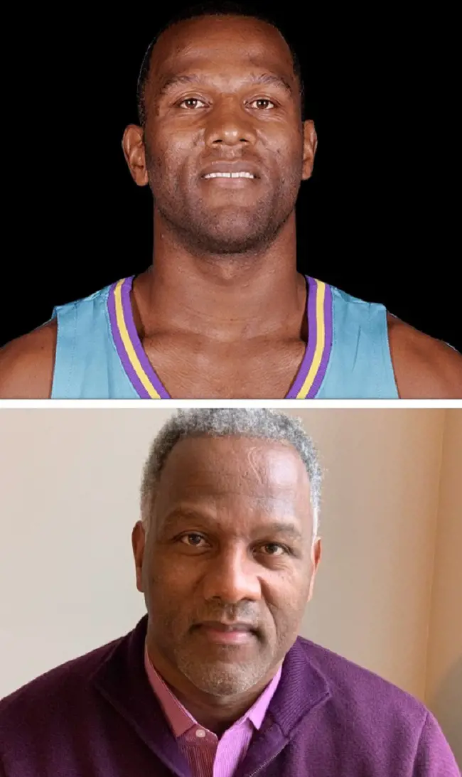 Lynch (upper photo) during his time as a NBA player.