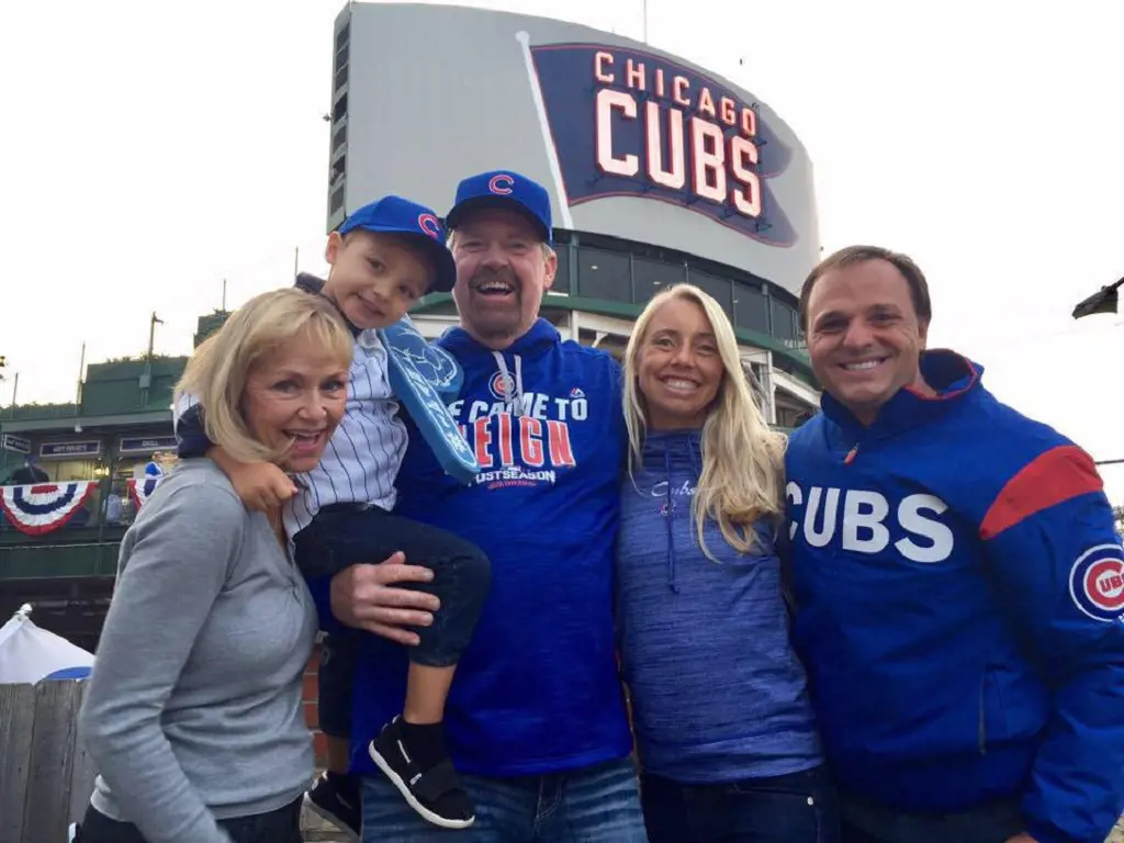 Rick with Robin, Shelby and Hunter attending Chicago Cubs game on November 7, 2016.
